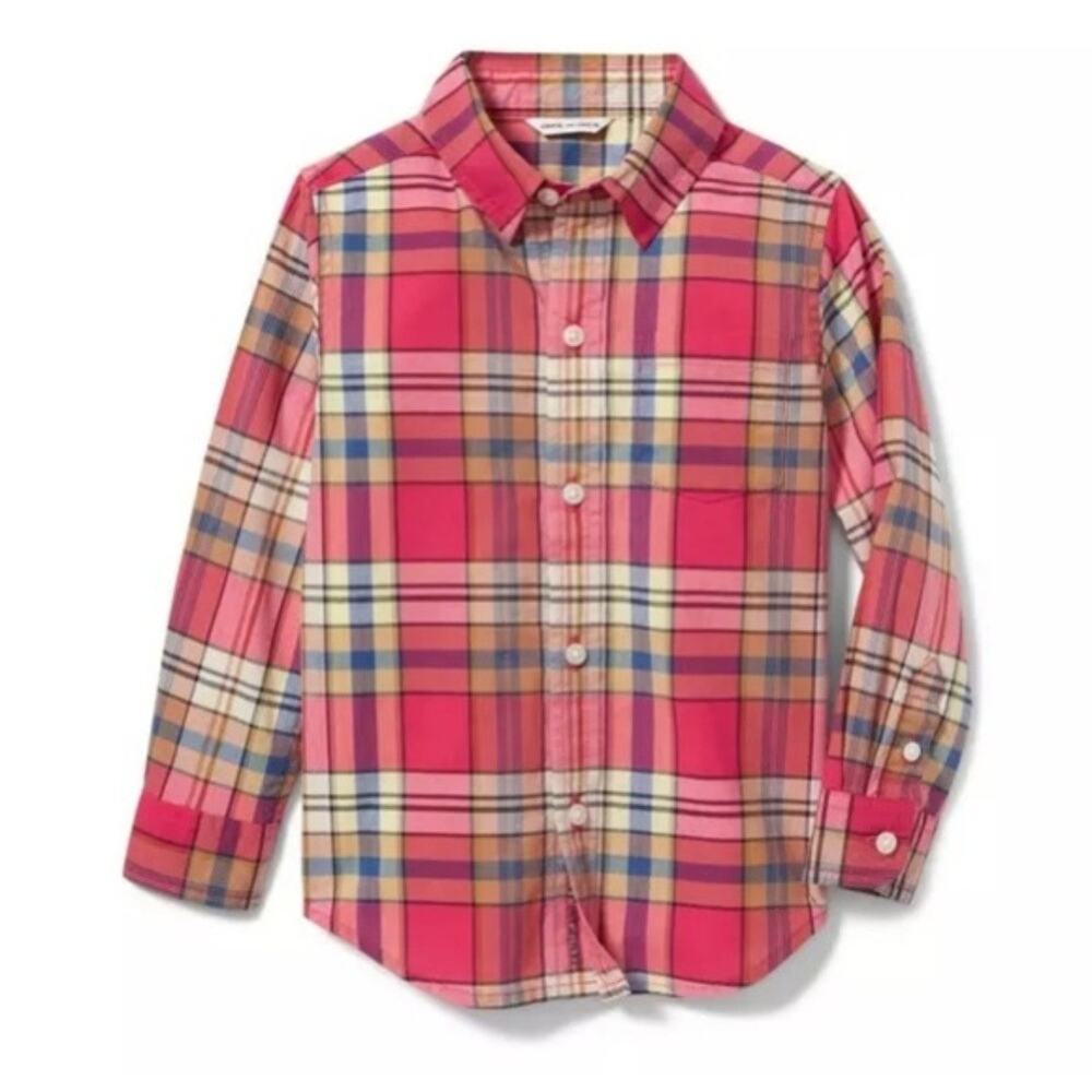 New Janie and jack boys summer plaid shirt size 4